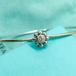 Tiffany & Co 18k White Gold Diamond Jolie Daisy Bangle Bracelet 6.25"